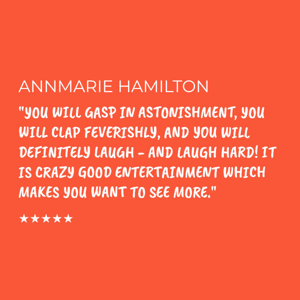 Annmarie Hamilton's 5-star review praising Jobeth Bowers' hypnosis show as astonishing, fun, and laugh-inducing.