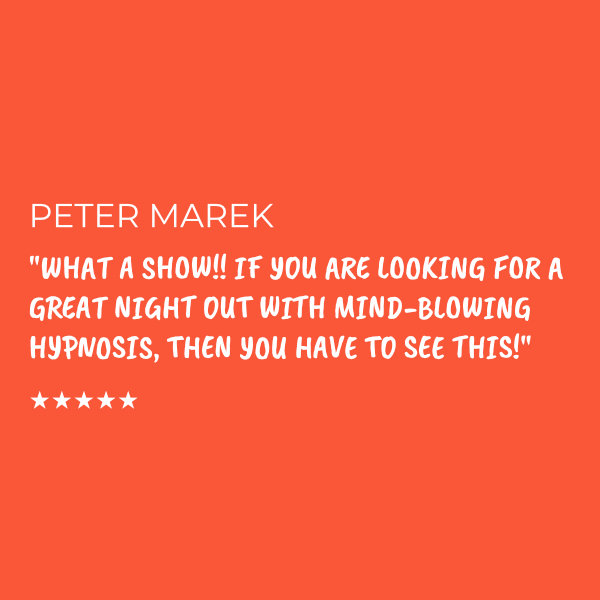 Peter Marek's 5-star review calling Jobeth Bowers' hypnosis show mind-blowing and a must-see.